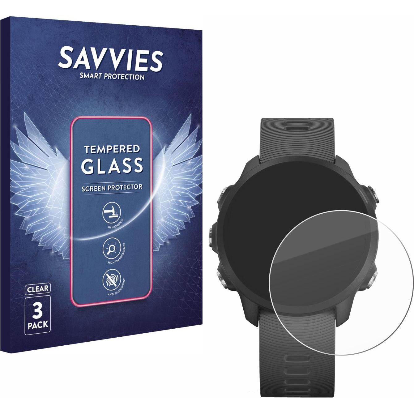 Savvies Panzerglas Hartglas Displayschutz, Smartwatch Schutzfolie, Transparent