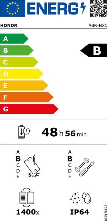 Label énergétique Honor 400 LITE 5G 8+256 W3 VELVET BLACK (256 Go, Noir velours, 6.70", Double SIM, 5G)