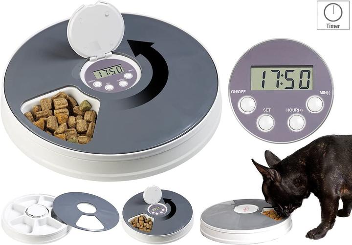 Actual product image Infactory Timer controlled 6 compartment cat and dog food dispenser