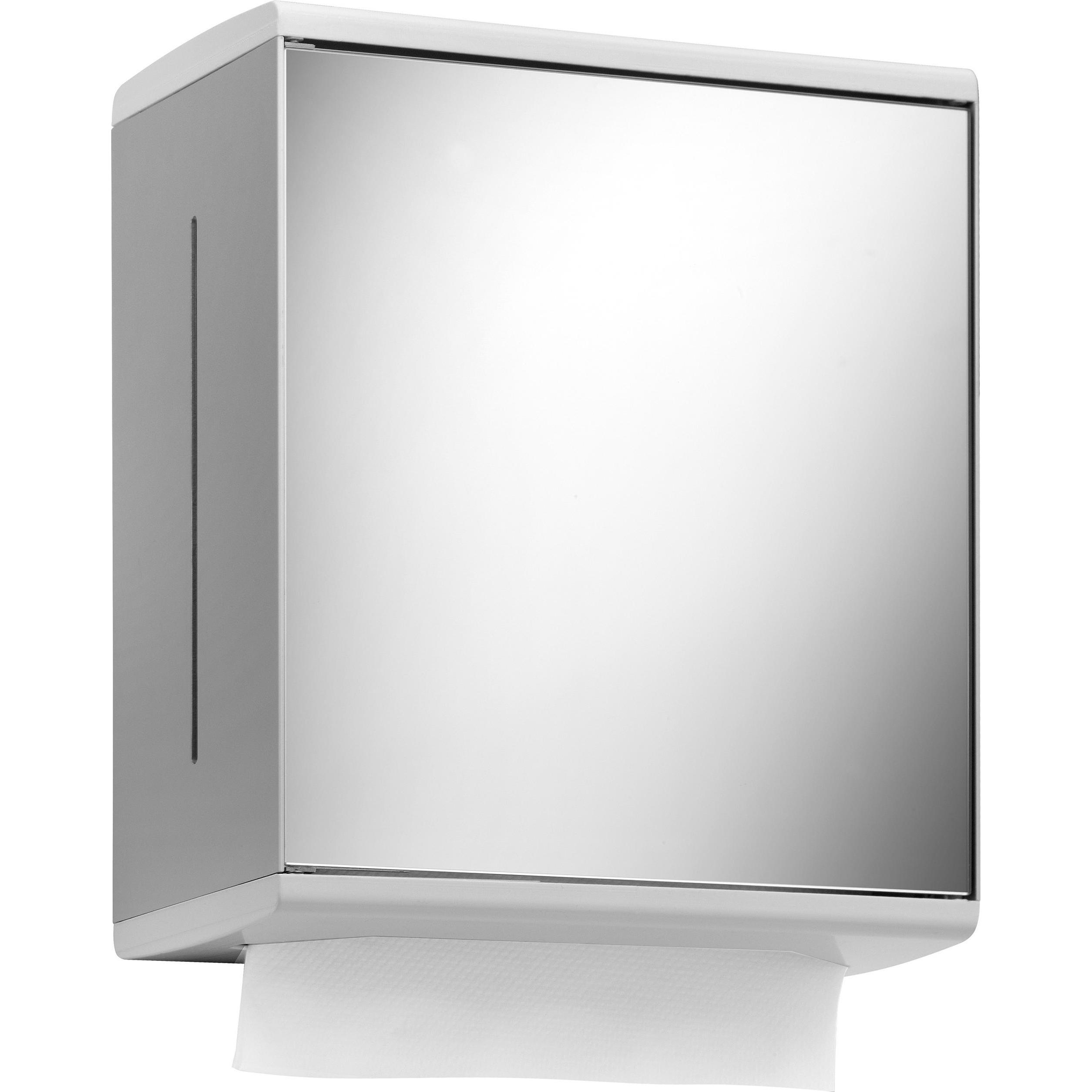 Keuco, Toilettenbürste, Papiertuchspender COLLECTION MOLL m Spiegeltür Türansch re Alu si-elox/we