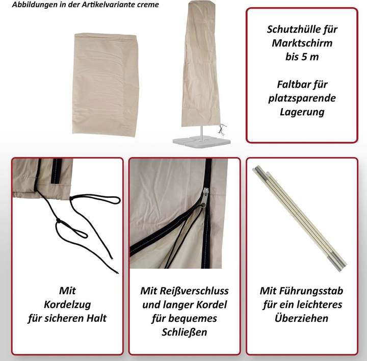 Produktbild Swisshandel24 Schutzhülle für Marktschirm bis 5m, mit Reissverschluss - 10525