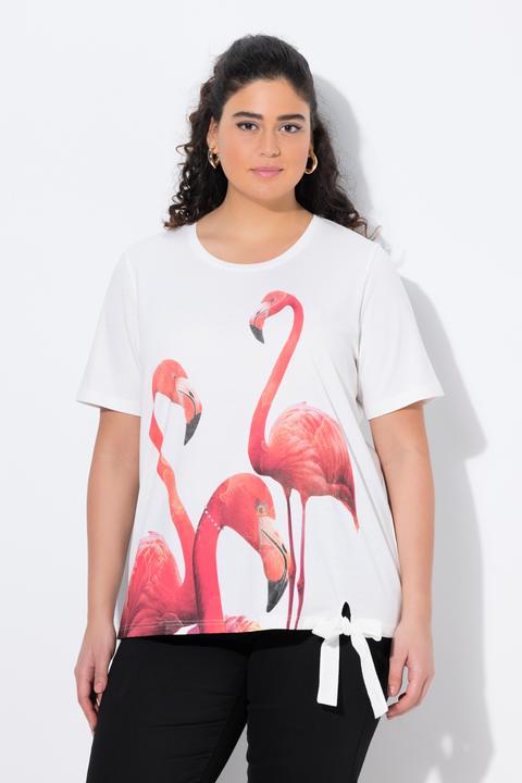 Immagine prodotto Ulla Popken T-shirt con fenicotteri, applicazioni, scollo a girocollo e mezze maniche (42, 44)
