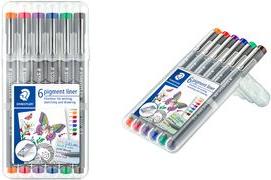 Actual product image Staedtler Fineliner pigment liner308 (Orange, Violet, Green, Blue, Red, Brown, 6 x)