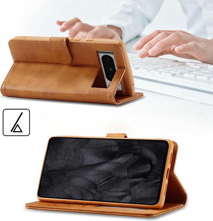 Produktbild LC.Imeeke Google Pixel 8 Pro - Leder Etui Hülle beige (Google Pixel 8 Pro)