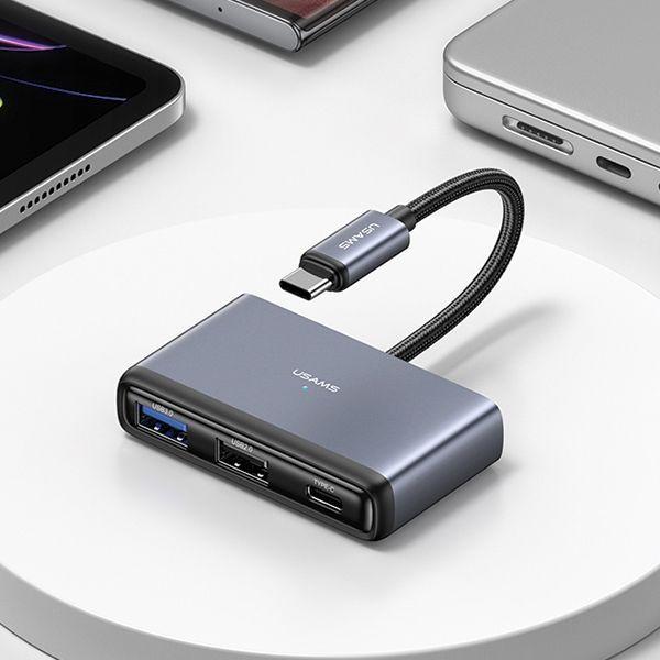 Actual product image Usams US-SJ628 5in1 Multifunctional Type-C HUB Type-C*1+USB3.0*1+USB 2.0*1+TF*1+SD*1 (USB-C, 5 ports)