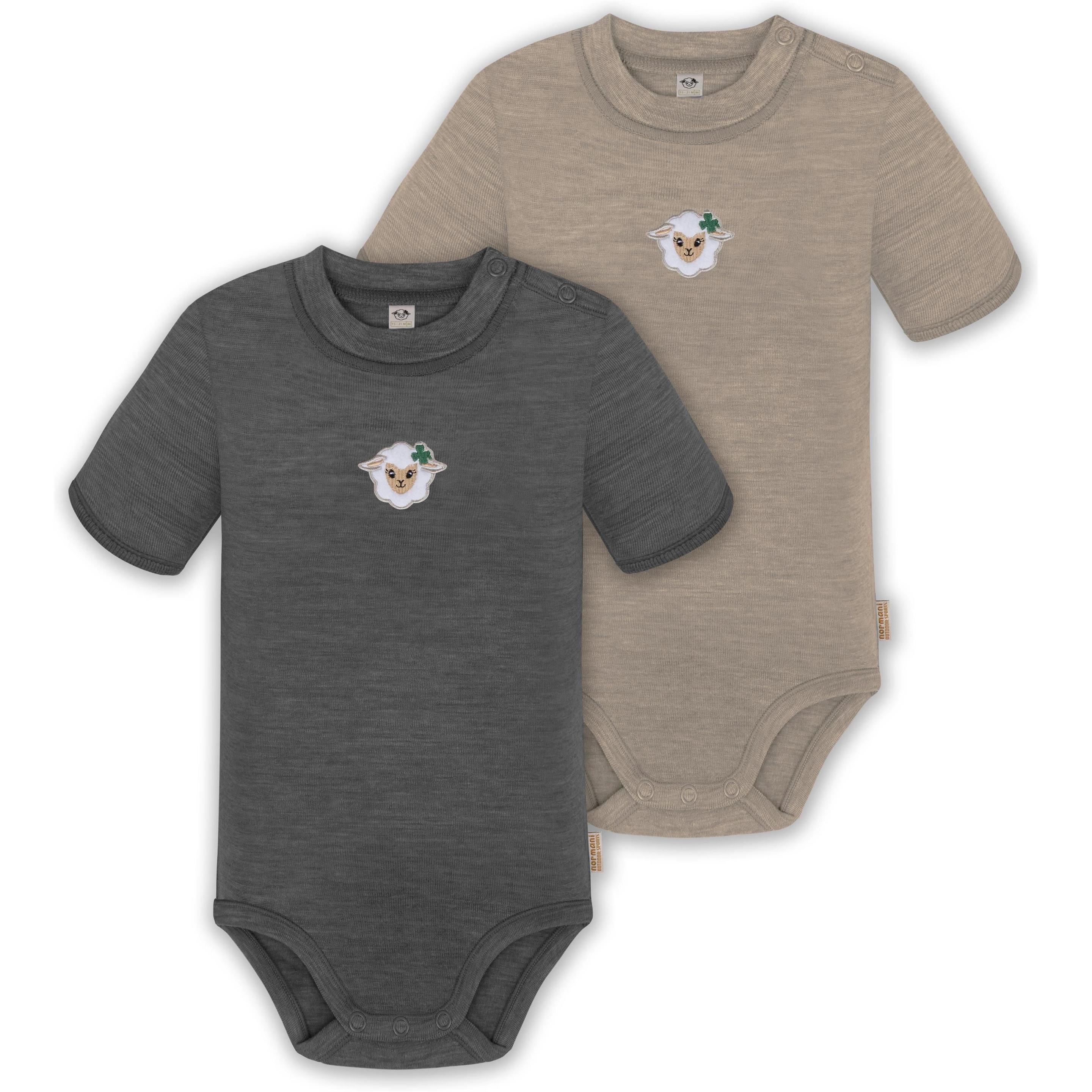 Normani, Herren, Body, 2er Set Baby Merino Kurzarmbody „Tihoi" - 9317, Beige, (74)