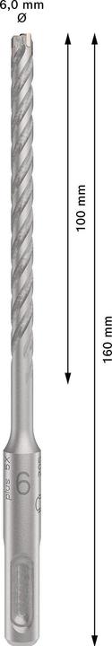 Produktbild Bosch Zubehör PRO SDS plus-5X Hammerbohrer, 6 x 100 x 160 mm (6 Millimeter)