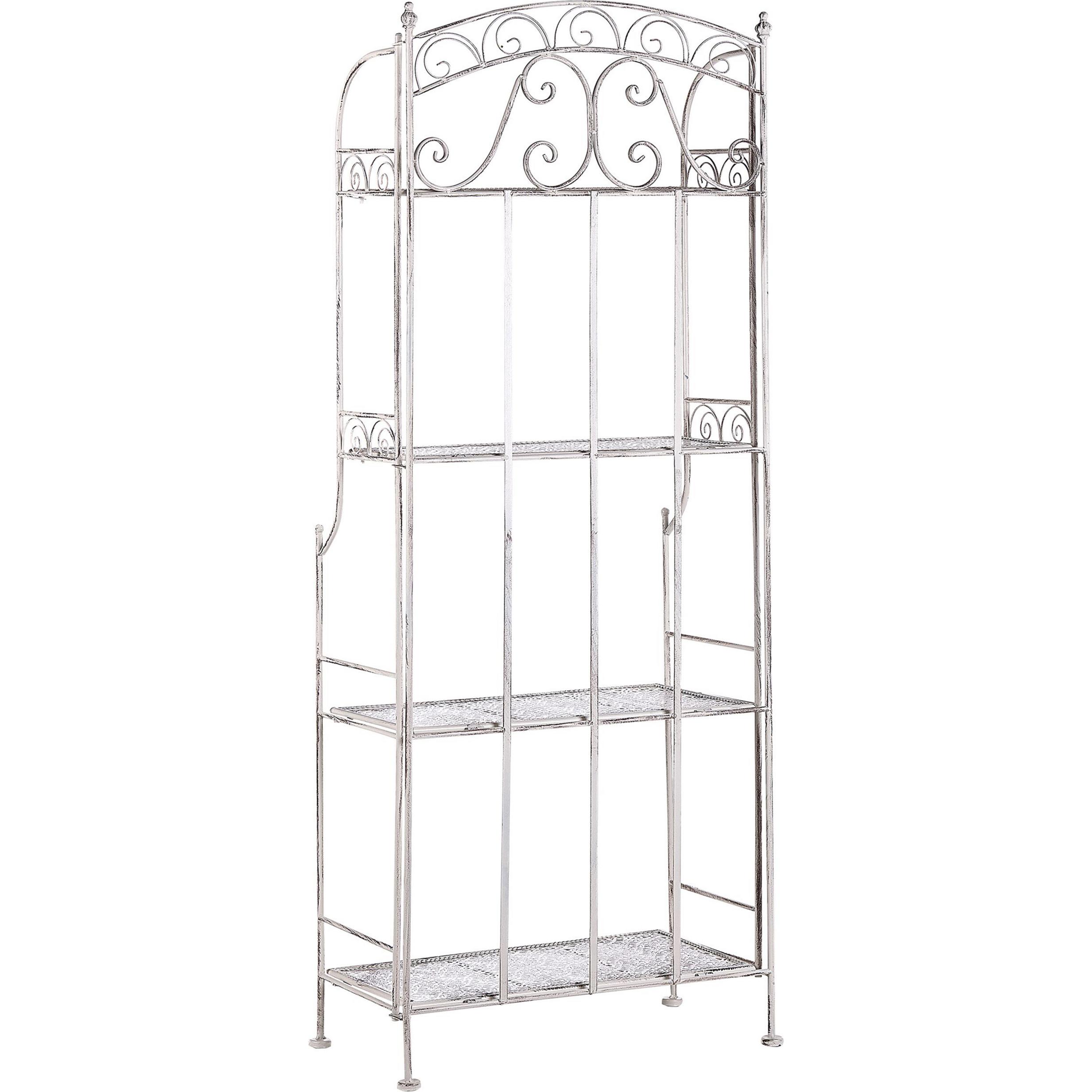 Beliani, Regal, Gartenregal weiss Metall 4 Ablageflächen klappbar PADUA (61 x 32 x 156 cm)