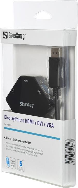 Produktbild Sandberg DisplayPort zu (DVI, HDMI, VGA, 19 cm)