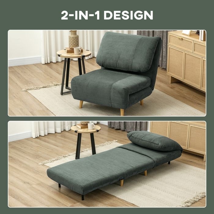 Produktbild Swisshandel24 2-in-1 Schlafsofa Schlafsessel Klappmatratze Gästebett Klappbett Grün