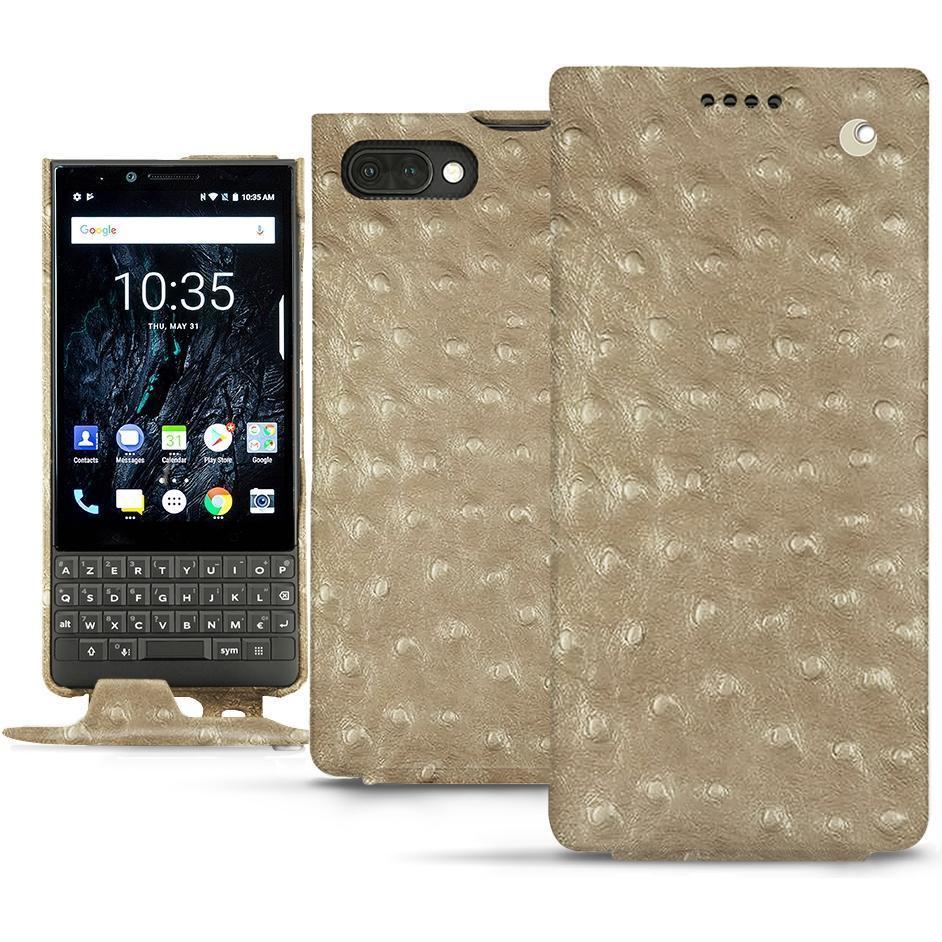 Noreve Lederschutzhülle vertikal (Blackberry KEY2), Smartphone Hülle, Beige