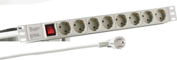 Produktbild EFB Elektronik 1HE Steckdosenleiste 8xCEE 7/3 mit Schalter,Alu (8x, 2 m)