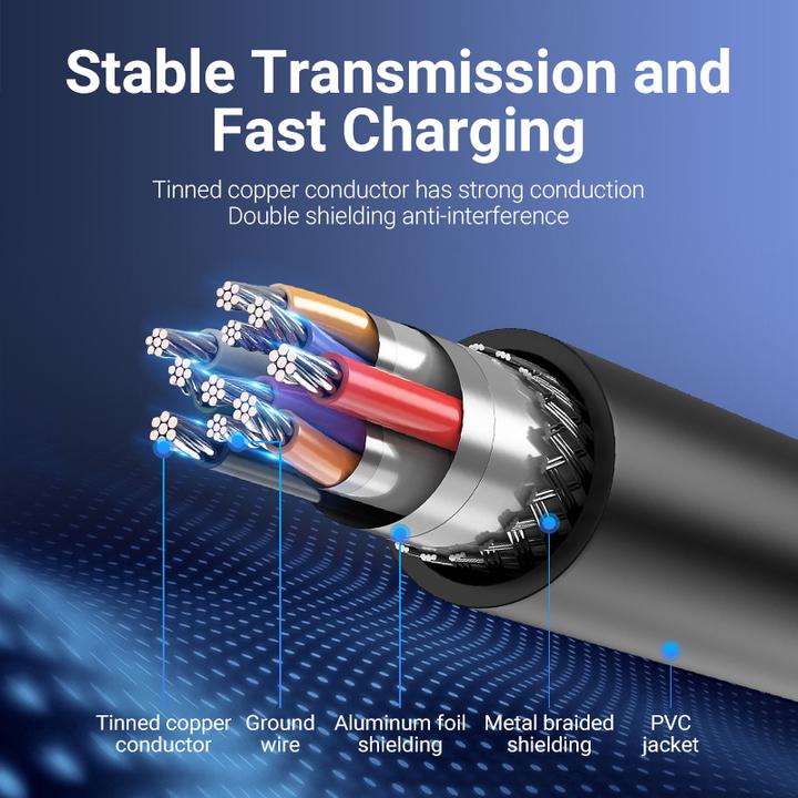 Actual product image Vention USB 3.0 A male to Micro-B male cable COPBI 3m Black PVC (3 m, USB 3.0, 10 W)