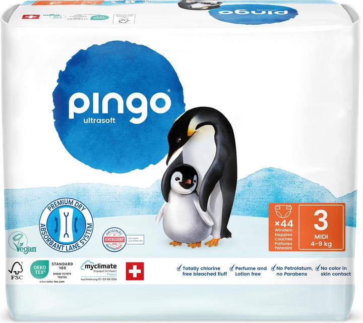 Produktbild Pingo Ökowindeln (Gr. 3, Tragepack, 44 Stück)