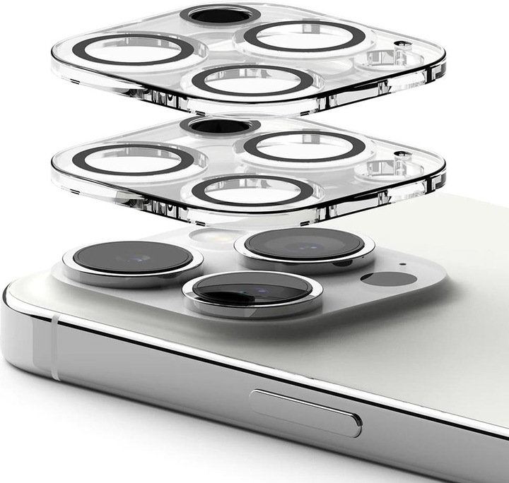 Actual product image Ringke iPhone 15 Pro Camera Styling Camera Island Protector Tempred Glass(2pcs) Transparent (2 Piece, Apple iPhone 15 Pro)