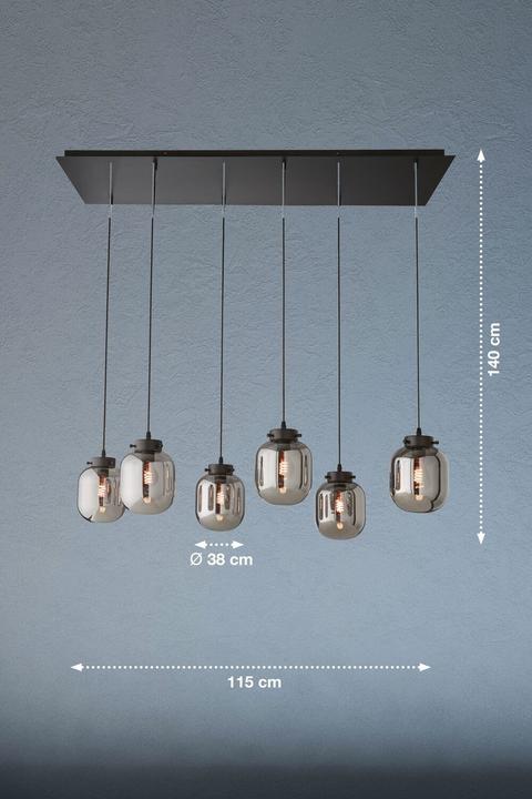 Produktbild Fischer & Honsel Honsel Pendelleuchte Regi - sandschwarz/Glas rauchfarben (60900) (E27)