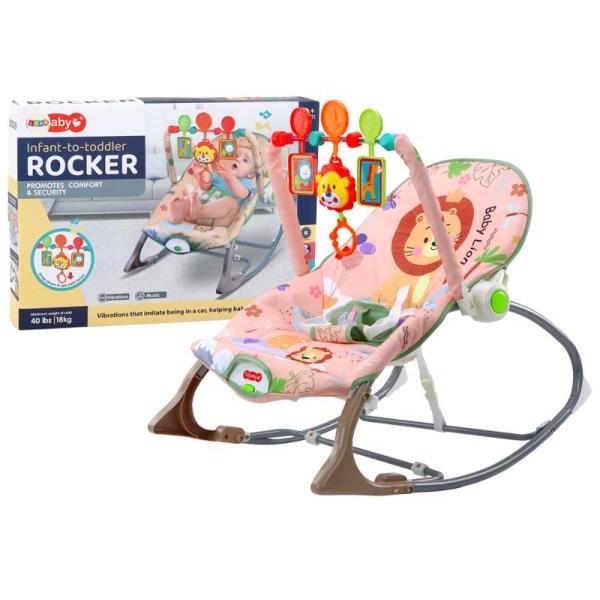 Lean Toys, Babywippe, Wippe 2in1 Vibration und Klang Lion 17673
