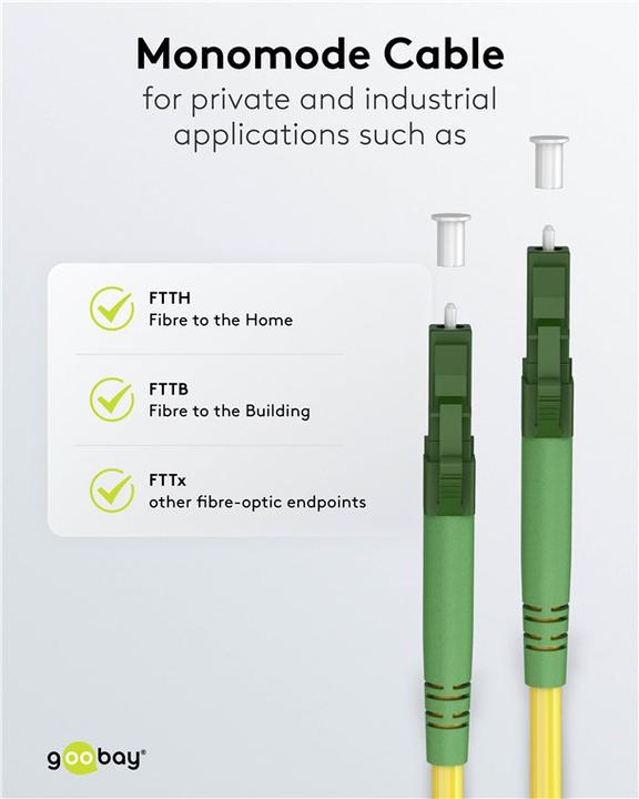 Image du produit Goobay Câble à fibre optique FTTH, monomode OS2 jaune, jaune simplex, 20 m (S/UTP, CAT6, 20 m)