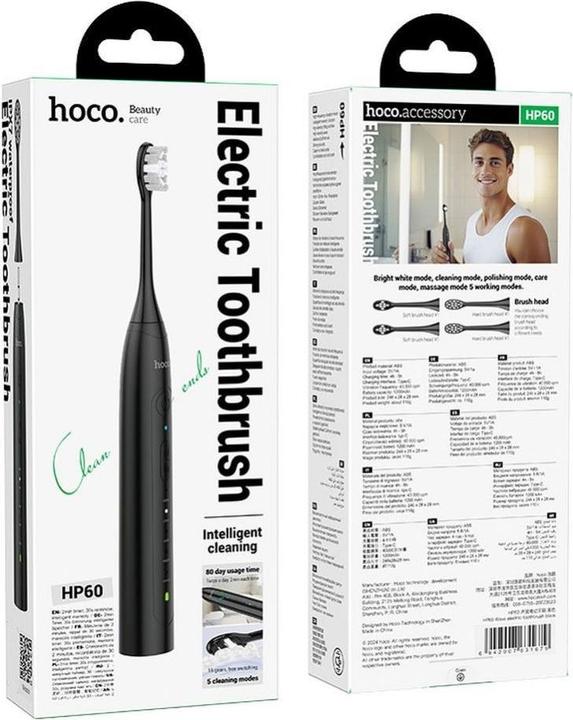 Actual product image Hoco Other electric toothbrush HP60 black (Oscillating toothbrush)
