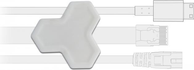 Produktbild Delock Kabelhalter selbstklebend mit 3 Durchführungen (1 x Flachkabel und 2 x Rundkabel) 2 Stück weiss