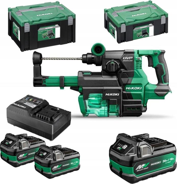 Hikoki DH3628DAWEZ Multivolt-Akkuhammer 36V 2,5Ah im HSC III-Koffer + Absaugvorrichtung