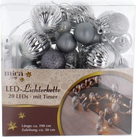 Actual product image MICA Living LED fairy lights - baubles - silver - approx. 190 cm (1.90 m)
