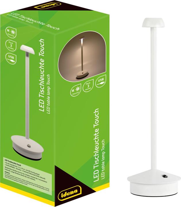 Immagine prodotto Idena Lampada da tavolo LED a batteria ricaricabile bianca 29cm dimmerabile per interni