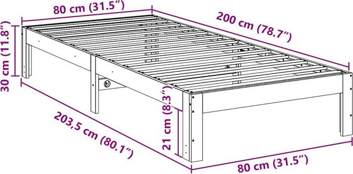 Produktbild vidaXL Massivholzbett ohne Matratze Weiss 180x200 cm Kiefernholz Bettrahmen (180 x 200 cm)