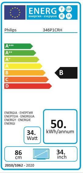Energielabel Philips 346P1CRH (3440 x 1440 pixels, 34")