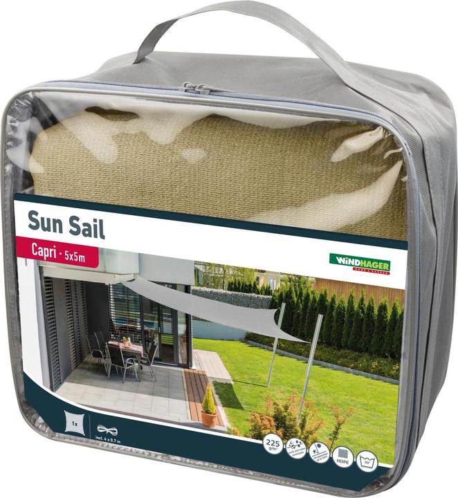 Immagine prodotto Windhager SunSail Capri Square 5m, champagne 225g/m2 (5 x 5 m)