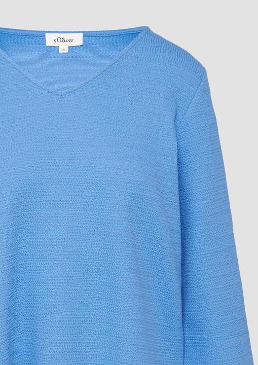 Image du produit S.Oliver Sweatshirt Strukturiertes Jersey-Sweatshirt mit V-Ausschnitt und 3/4-Ärmeln (44)