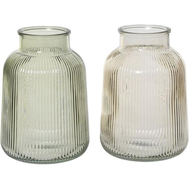 Decoris, Vase, Vase - geriffelt - aus Glas - ca. Ø 14 x 20 cm - 1 Stück (1 x)
