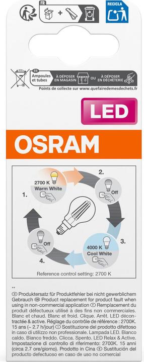 Produktbild Osram Led Relax And Active Classic P (E14, 4 W, 470 lm, 4 x, E)