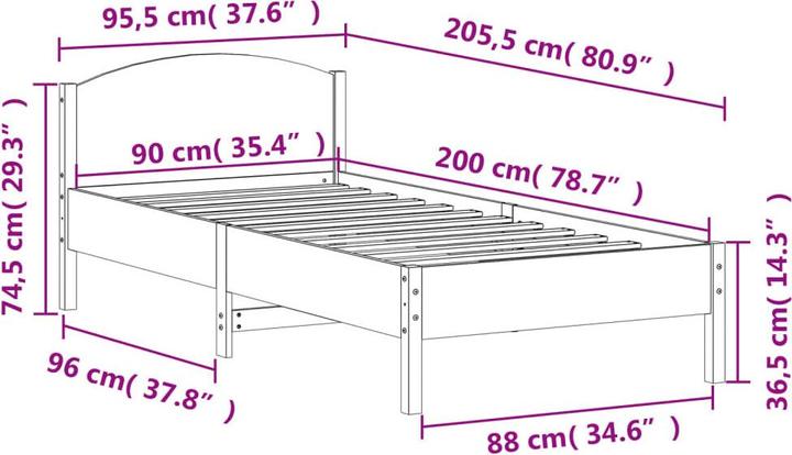 Image du produit vidaXL Bettgestell (90 x 200 cm)