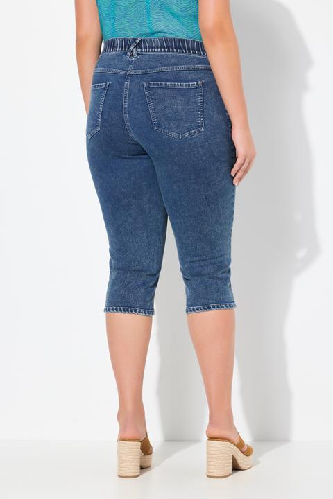 Produktbild Ulla Popken Capri Sarah, Denimsweat, Jeansoptik, Gürtelschlaufen (46)