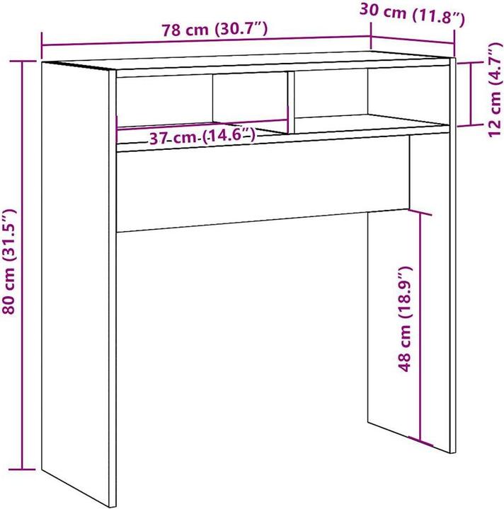 Image du produit vidaXL Konsolentisch (78 x 30 x 80 cm)