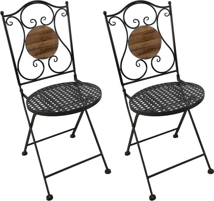 Produktbild HTI-Living Gartenstuhl 2er-Set Metall Schwarz Holzoptik