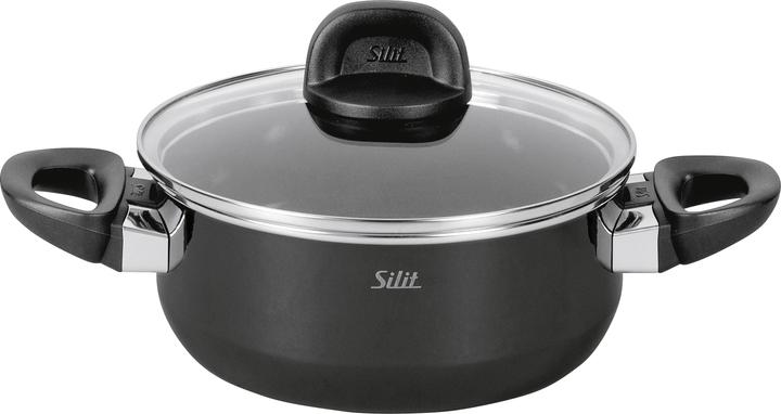 Actual product image Silit Kochtopf Bratentopf Induktion 20cm Glasdeckel 2,4l Modesto Line Silargan schwarz (Pot, Silargan, 20 x 16.50 cm)