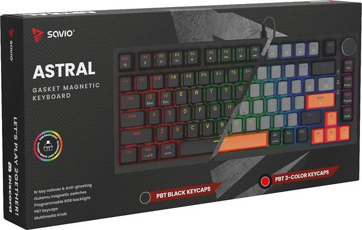 Actual product image Savio ASTRAL BLACK JADE 3 COLOURS Tastatur Gaming USB QWERTY US International Schwarz (Eng. Int., Cable)