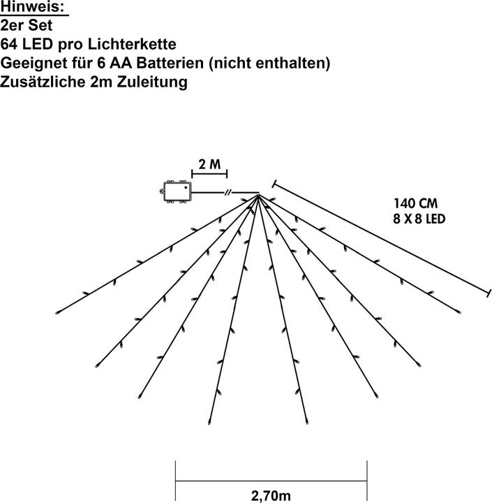 Produktbild Star Trading Baummantel Lichterkette Aussen Batterie | LED Baummantel |Lichterkette Baum 2er Set| Wei (1.40 m)