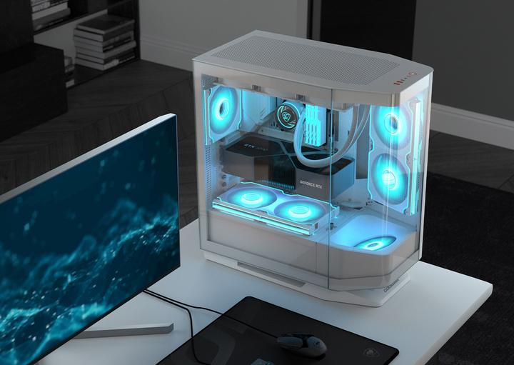 Actual product image Cougar Boitier Moyen Tour E-ATX FV270 RGB avec panneaux vitrés (Blanc) (mATX, ATX, SSI CEB, Mini-ITX)