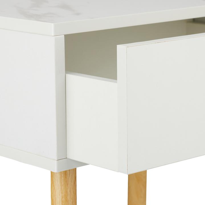 Actual product image Relaxdays Nachttisch Marmoroptik & Holzbeine (55 x 40 x 32 cm)