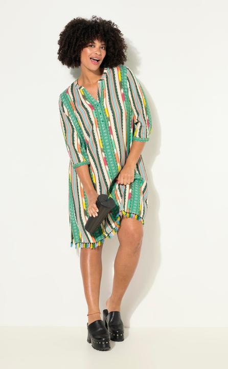 Produktbild Angel of Style Kleid, kurze A-Line, Musterstreifen, Knopfleiste, 3/4-Ärmel (50)