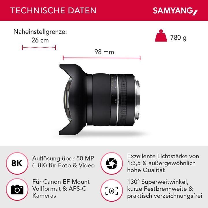 Actual product image Samyang XP 10mm f/3.5 Canon EF (Canon EF, APS-C / DX, full size)