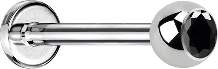 Produktbild Star Piercing Micro Labret silber mit Kugel Kristall schwarz (Chirurgenstahl 316L, ohne Messing)