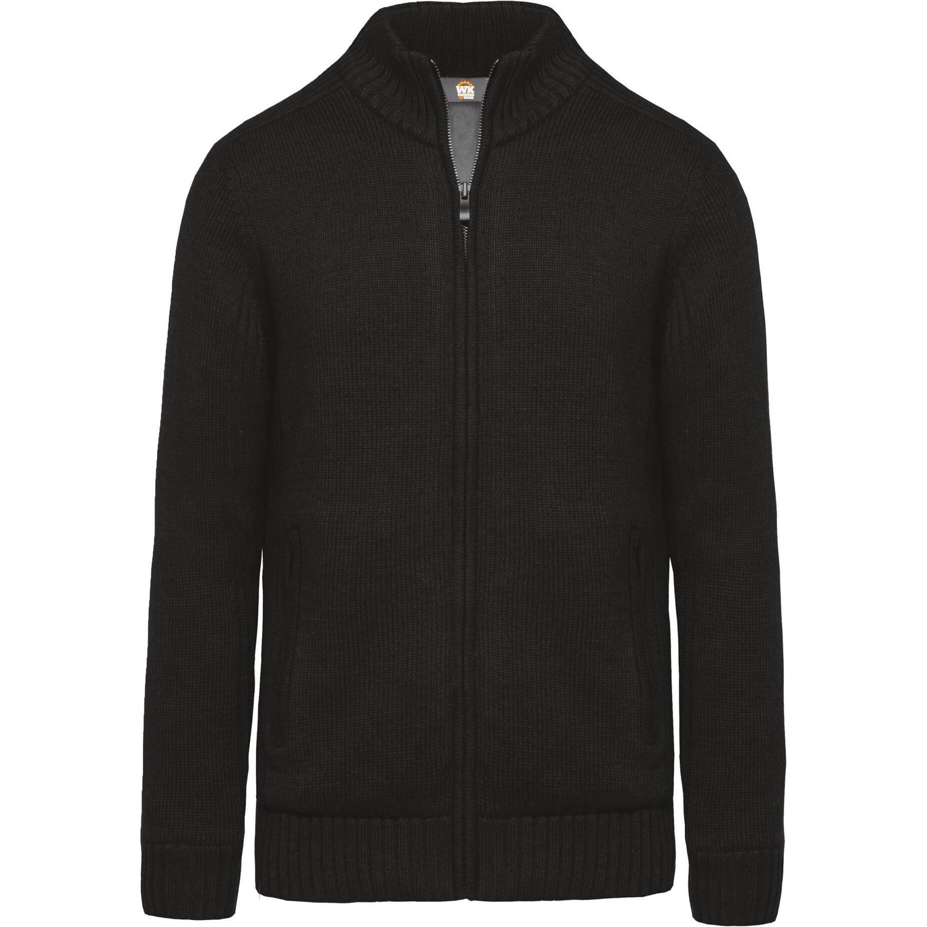Kariban, Herren, Pullover, Fleece-gefütterte Strickjacke, Schwarz, (L)