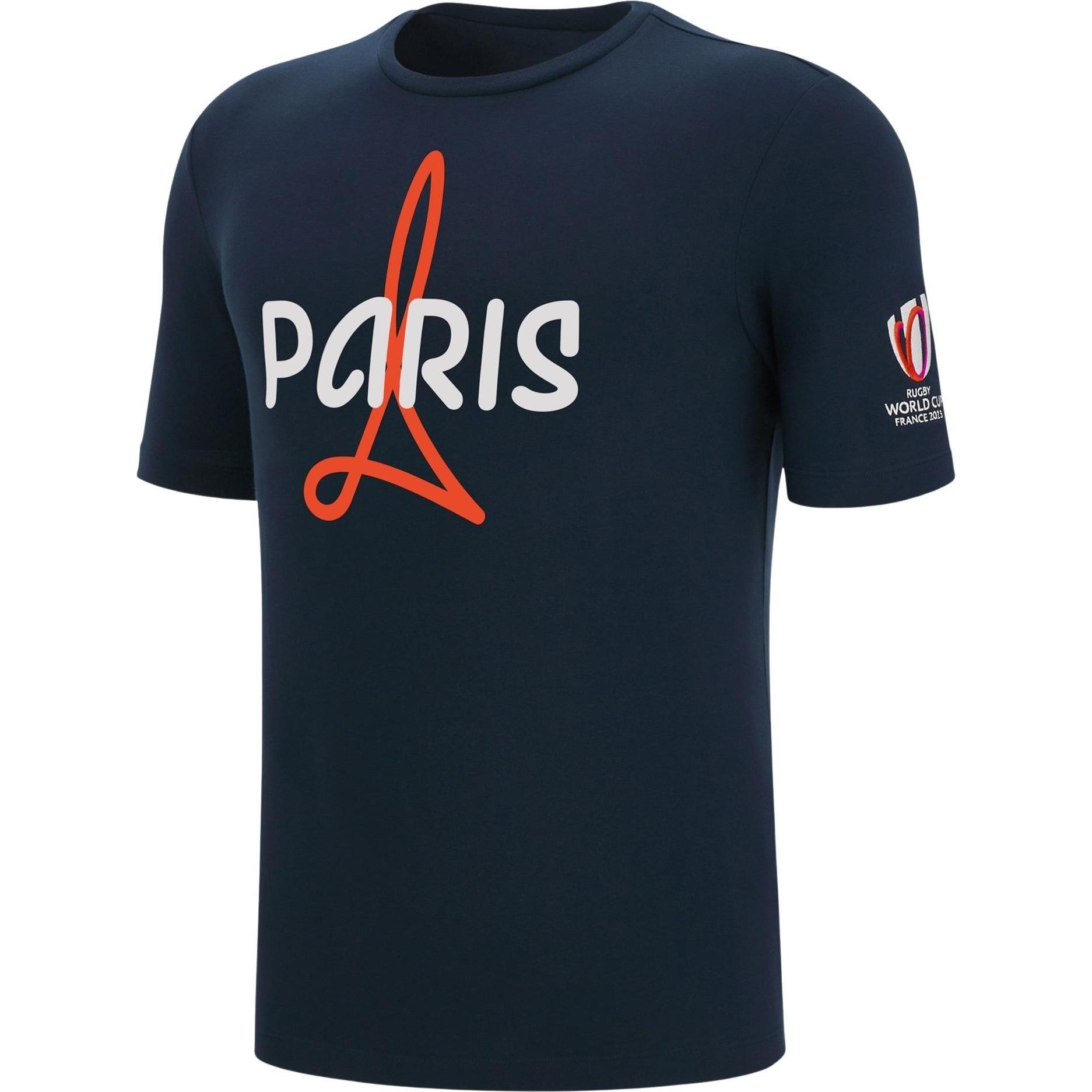Macron, Herren, Sportshirt, polycotton t-shirt acron rwc frankreich 2023 paris (M), Blau, M