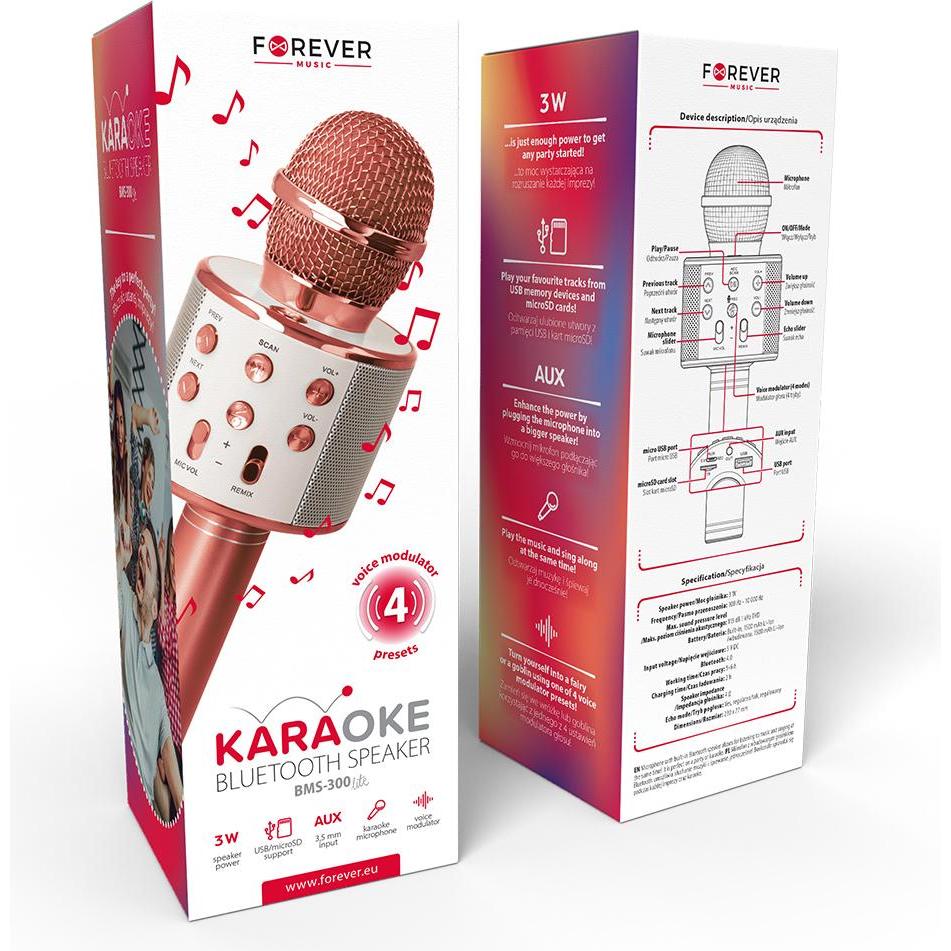 Thumbnail - Forever Bluetooth-Mikrofon mit Lautsprecher BMS-300 Lite Roségold, Mikrofon