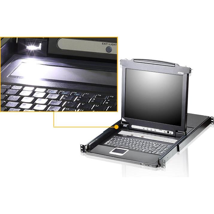 Thumbnail - Aten 8 Port 17" LCD KVMP Switch, KVM Switch, Schwarz