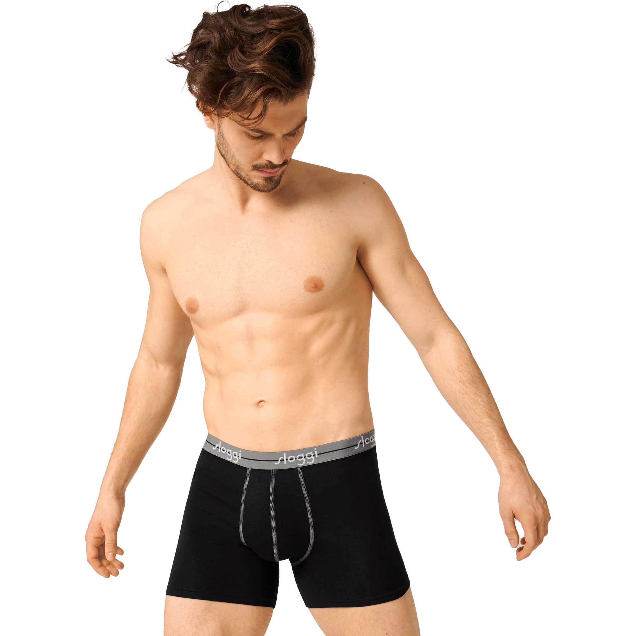 Thumbnail - Sloggi, Herren, Unterhosen, 2erPack men Start Short, Schwarz, Grau, (M, 2er Pack)